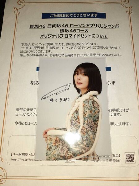 藤吉夏鈴 櫻坂46 生写真 ブロマイド ローソン アプリくじ 当選品