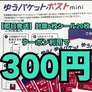 折り紙1枚 ゆうパケットポストmini ゆうパケットポストミニ専用封筒 6枚 発送用シール 20枚