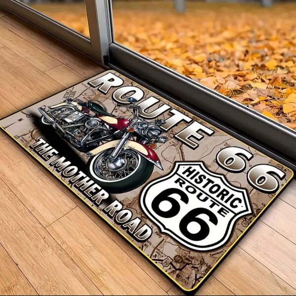 ルート66 ラグ マット 玄関マット バスマット フロアマット バイクマット ラグマット 滑り止め付