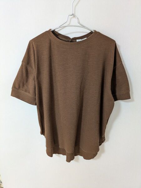 niko and... ニコアンド オーバーサイズ 半袖 Tシャツ カットソー 綿混 ブラウン 3 L
