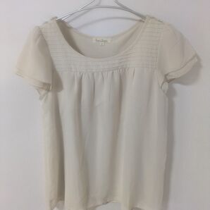 Rope Picnic ロペピクニック シフォン 半袖 ブラウス 肩リボン ベージュ 38 M