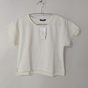 【タグ付き】Aqua Garage アクアガレージ 袖レース カットソー 半袖 レーヨン混 ホワイト L