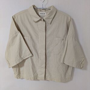 MEDE19F メデジュウキュウ 半袖シャツ オーバークロップドシャツ コットン ベージュ L