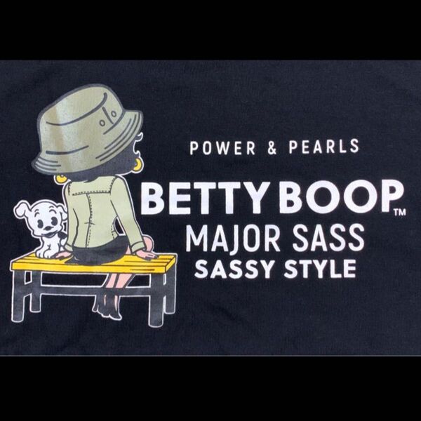 新品未使用 タグ付き Betty boop ベティブープ バックプリント8分袖Tシャツ M ブラック 黒