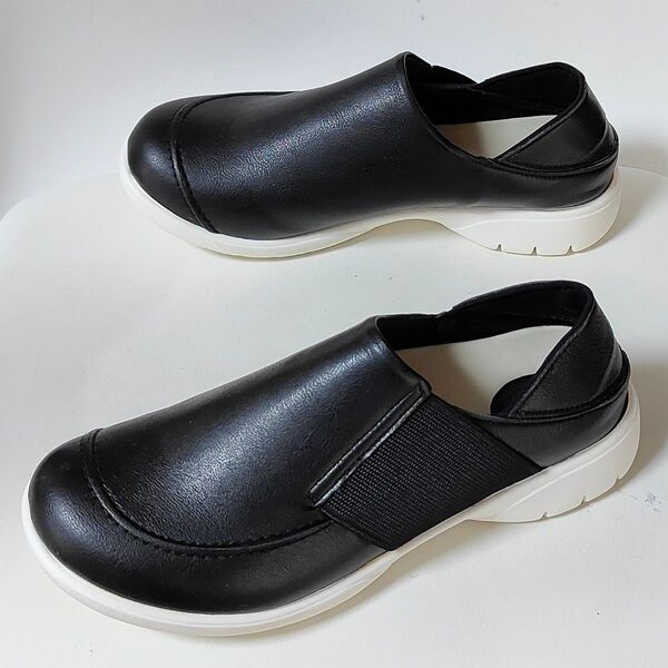 【美品】 Re:getA リゲッタ スリッポン 2way 黒 ブラック M 23〜23.5 軽量