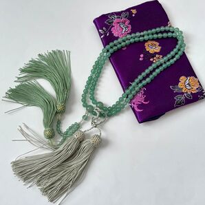 浄土真宗 本式 数珠 女性用 インド翡翠(グリーンアベンチュリン)人絹房 念珠 御念珠 冠婚葬祭