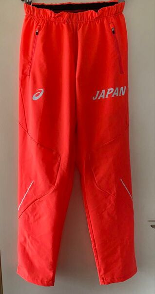 アシックス パンツ メンズ L オレンジ 蛍光オレンジ JAPAN 日本代表 サンライズレッド