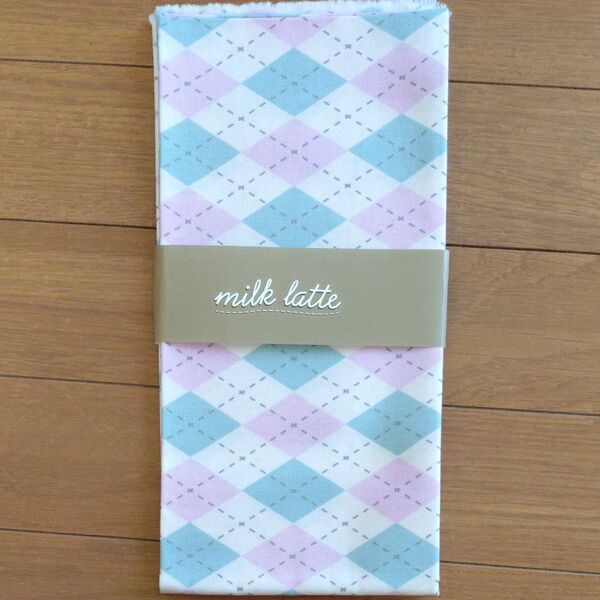 シーチング生地 ア-ガイル/ピンク milk latte ミルクラテ 商用利用可能50センチ
