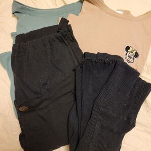 夏服 マタニティ 4点 セット ワンピ スキニー レギンス セット ディズニー 授乳ワンピ 授乳服