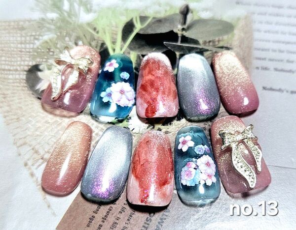 No.13ハンドメイド 春ネイルチップ 桜ネイルチップ