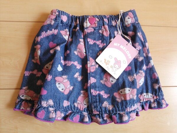 子供服マイメロディ*ミニスカート送料無料キッズ*サンリオ新品デニム*キュロット