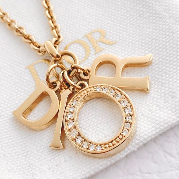 美品*ディオール dior ネックレス ゴールド レディース OT242 アクセサリー ラインストーン