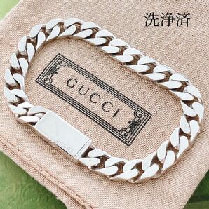 20洗浄済*グッチ GUCCI 925 ブレスレット シルバー メンズ ON368 アクセサリー 喜平 チェーン