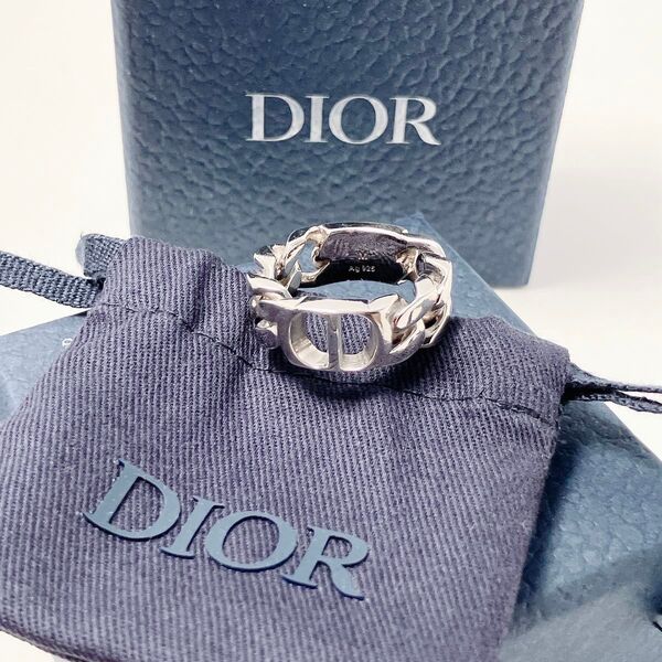 極美品*dior ディオール 925 リング 指輪 シルバー メンズ ON322 アクセサリー チェーンリンク