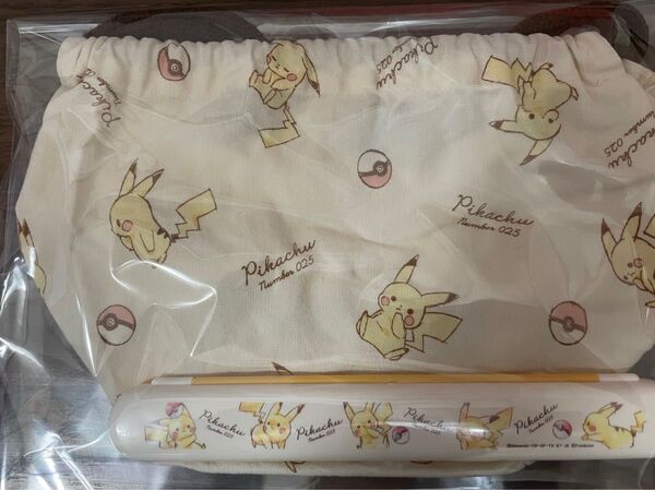 使用済 Pikachu number025シリーズ ランチ巾着弁当袋&箸 ランチバック ランチバッグ ポケモン ピカチュウ