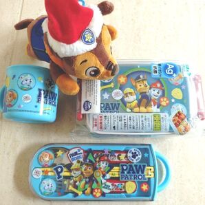 スケーター パウパトロール お弁当箱 トリオセット コップ ランチボックス チェイス サンタ ぬいぐるみ セット 幼稚園 保育園