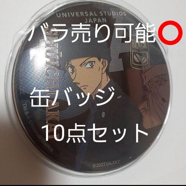 名探偵コナン USJ 缶バッジ ベルモット ジン 赤井秀一 工藤新一 毛利蘭 灰原哀 上原由衣 10点セット