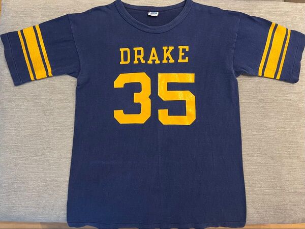 チャンピオン DRAKE バータグ ヴィンテージ フットボールTシャツ USA製 ヴィンテージTシャツ ナンバリングTシャツ L