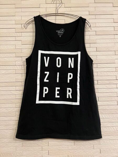 【美品】 VONZIPPER ボンジッパー ワンピース ミニワンピ Mサイズ 夏服 タンクトップ カットソー ブラック サーフ
