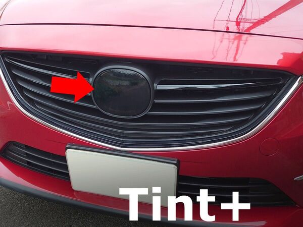 Tint+カット済み アテンザ ワゴン GJ 前期 エンブレム スモークフィルム(ブラックスモーク5% MRCC装備車専用)