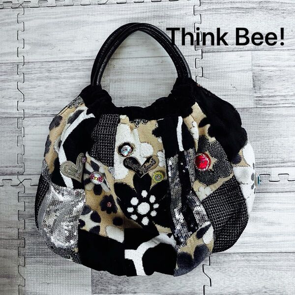 Think Bee! ハンドバッグ パッチワーク風 マルチカラー