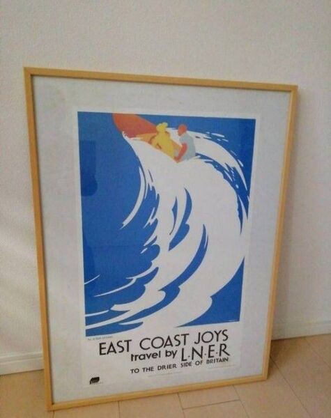 英国国立鉄道博物館 ビンテージモダンレトロポスター◆フレーム額装品◆EASTCOASTの旅行はLNERで◆宅配便送料3000円無料