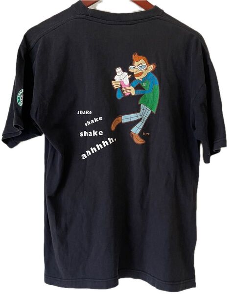 スターバックス Tシャツ バックプリント ブラック Lサイズ 非売品 レアな旧ロゴ