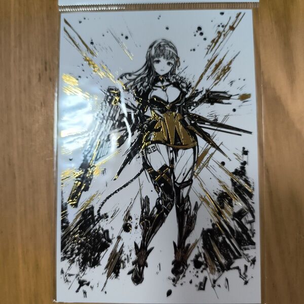 勝利の女神 NIKKE TSUTAYA 墨絵金箔 ポストカード モダニア