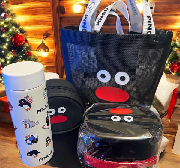 ピングーランチバック&ポット&お弁当箱&おにぎりケース4点セット☆新品