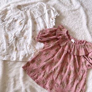 女の子 半袖 花柄 うさぎ 100