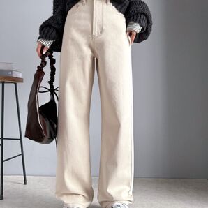 ハイウエストワイドデニムパンツ