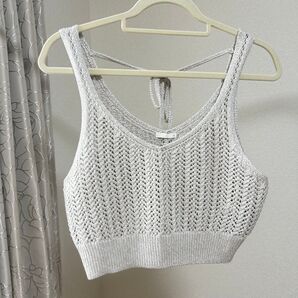 GU メッシュバックリボンニットビスチェQ ノースリーブ カットソー