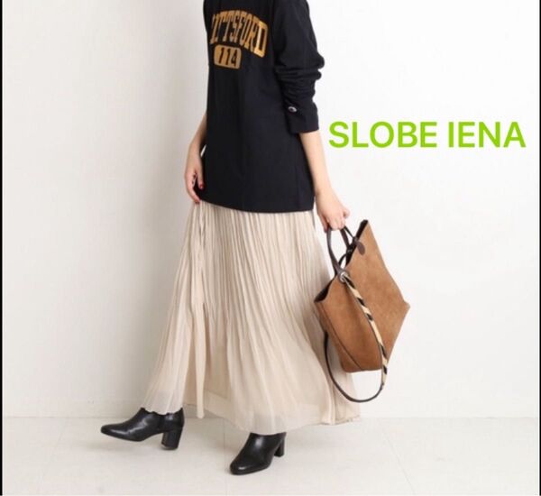 美品 SLOBE IENAスローブイエナ 楊柳ギャザーフレアロングスカート シフォンスカート 春夏 ナチュラル 艶 光沢