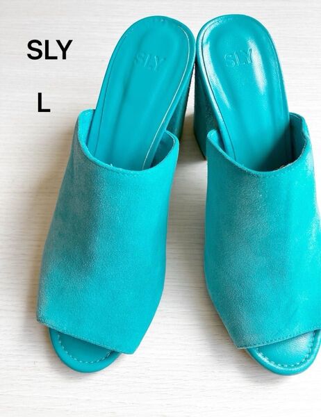 SLY スライ スエード厚底サンダル ターコイズブルー L(24.0㎝)