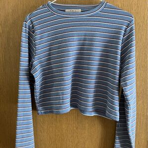Emsexcite ショートボーダー ロングスリーブ Tシャツ 長袖 ブルー