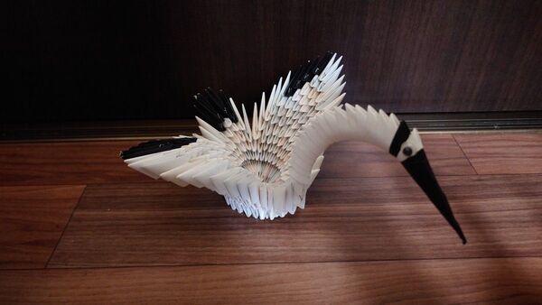 折り紙 ツル 置物 ハンドメイド インテリア 鶴のオブジェ 約15×30cm