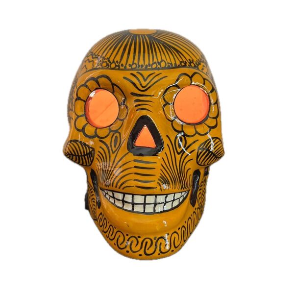 メキシコ民芸品 頭骸骨 スカル カラベラ 陶器置物