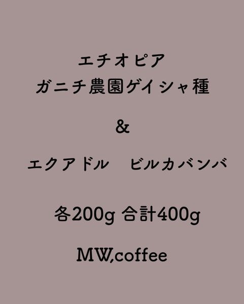 エチオピアゲイシャ&エクアドル各200g合計400g自家焙煎コーヒー豆