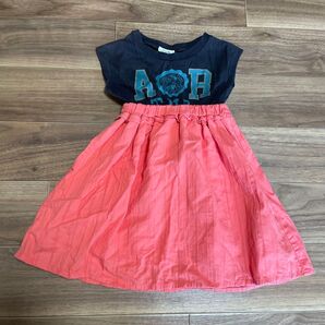 子供服 ワンピース 80 ネイビー×ピンク