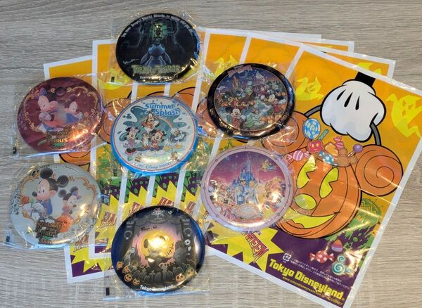 【袋・おまけ付】東京ディズニーランド 缶バッジ 7枚セット 1個あたり約450円!! 缶バッジ ディズニー Disney