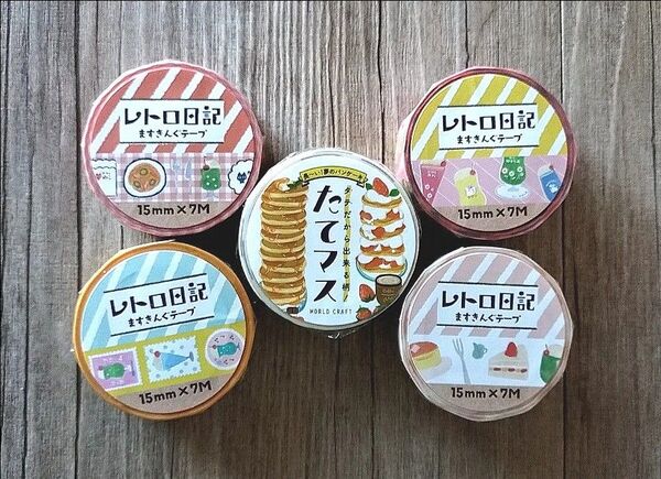 レトロ日記 たてマス クリームソーダ カフェ フード系 マスキングテープ 古川紙工 。