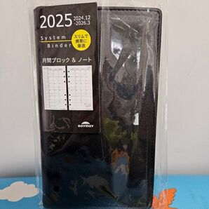 レイメイ藤井 システム手帳 2025年 令和7年 黒色 シンプル 無地 手帳 ブラック スケジュール帳 ビジネス