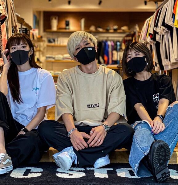 EXAMPLE Tシャツ XL ベージュ パイル イグザンプル エグザンプル オーバーサイズ ドロップショルダー バックプリント