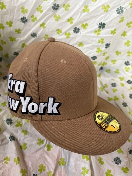 ニューエラ キャップ ベージュ サイドロゴ NEWERA 刺繍 NEW YORK 59FIFTY NEW ERA 7 5/8