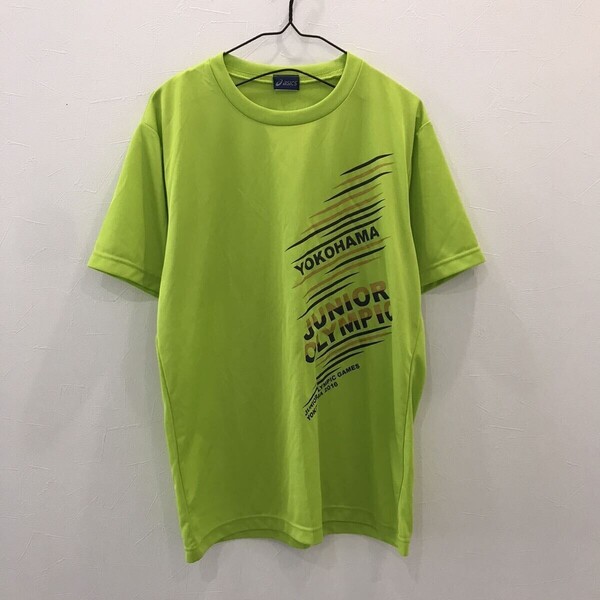 LV635 asics アシックス 半袖tシャツ スポーツウェア上 黄緑 メンズL 横浜ジュニアオリンピック2016