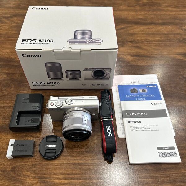 Canon EOS M100 EF-M15-45 IS STM グレー 美品ミラーレス一眼 カメラ