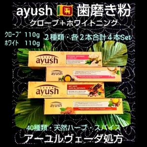 ◆ アーユルヴェーダ 歯磨き粉 * ayush 歯磨き粉 「2種類」* 合計 4本セット ◆ スリランカ