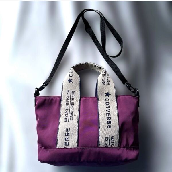 CONVERSE テープミニトートバッグ 2way ショルダーバッグ ハンドバッグ パープル 紫