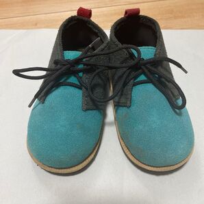 キッズシューズ スウェード グリーン系 子供靴 14.5cm