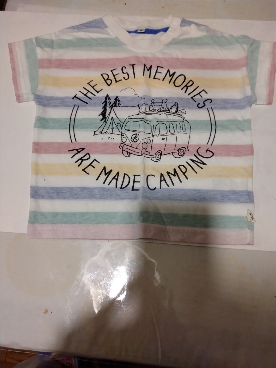 キッズ ボーダー柄Tシャツ 90cm マルチカラー